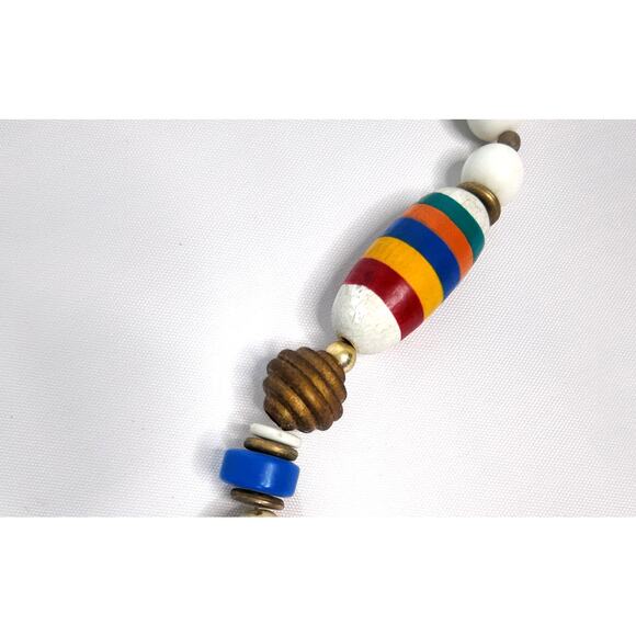 Vintage Native American Inspired Hand Painted Wood Beads With Heart Pendant. - Picture 5 of 8